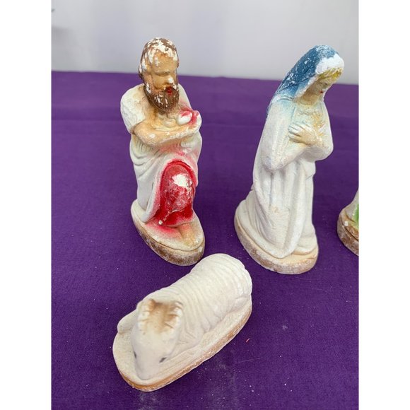 Vintage Chalk Wear Nativity Replacement lot set six pieces - Picture 2 of 12